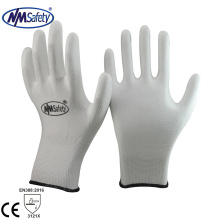 NMSAFETY cheap white pu coated safety garden working gloves